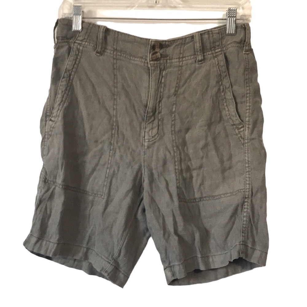 American Eagle green linen blend high waist shorts size 4